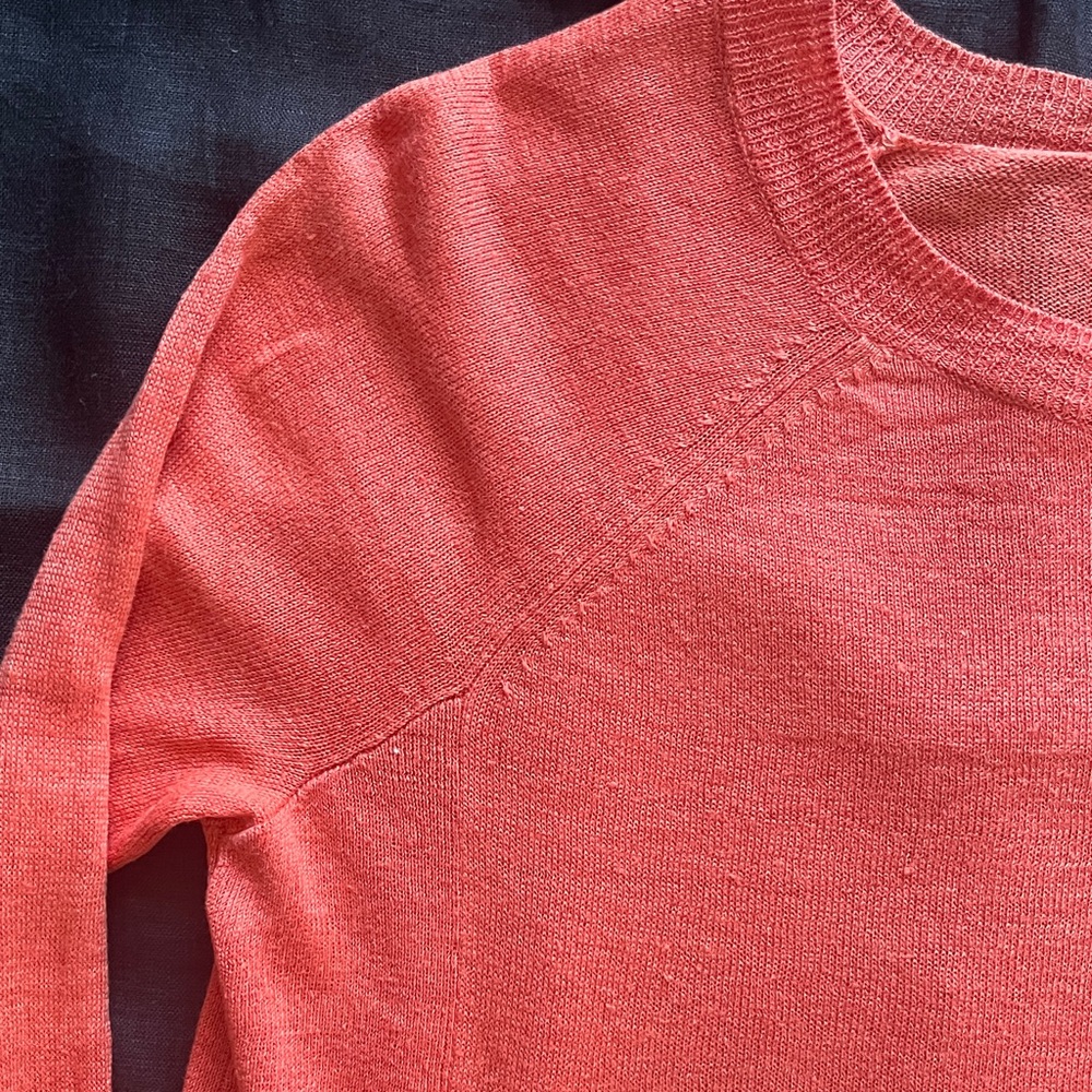 J. Crew Coral Orange Linen Long Sleeve Sweater XS - Picture 4 of 7